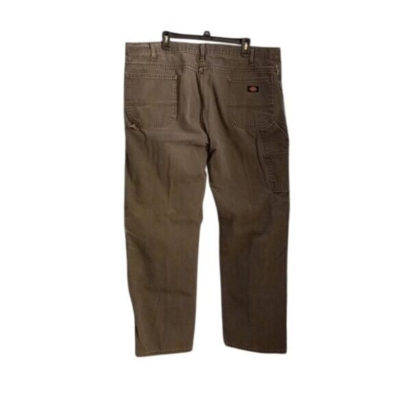 Dickies Mens Green Cotton Work Pants 44x32 With Pockets Button Fly Denim Jeans - Picture 12 of 13